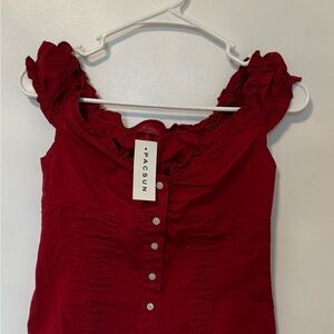 PacSun Burgundy Ruffled Blouse